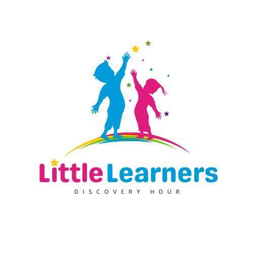 Logo of Little Learners featuring two children silhouettes reaching for stars above a colorful arc.